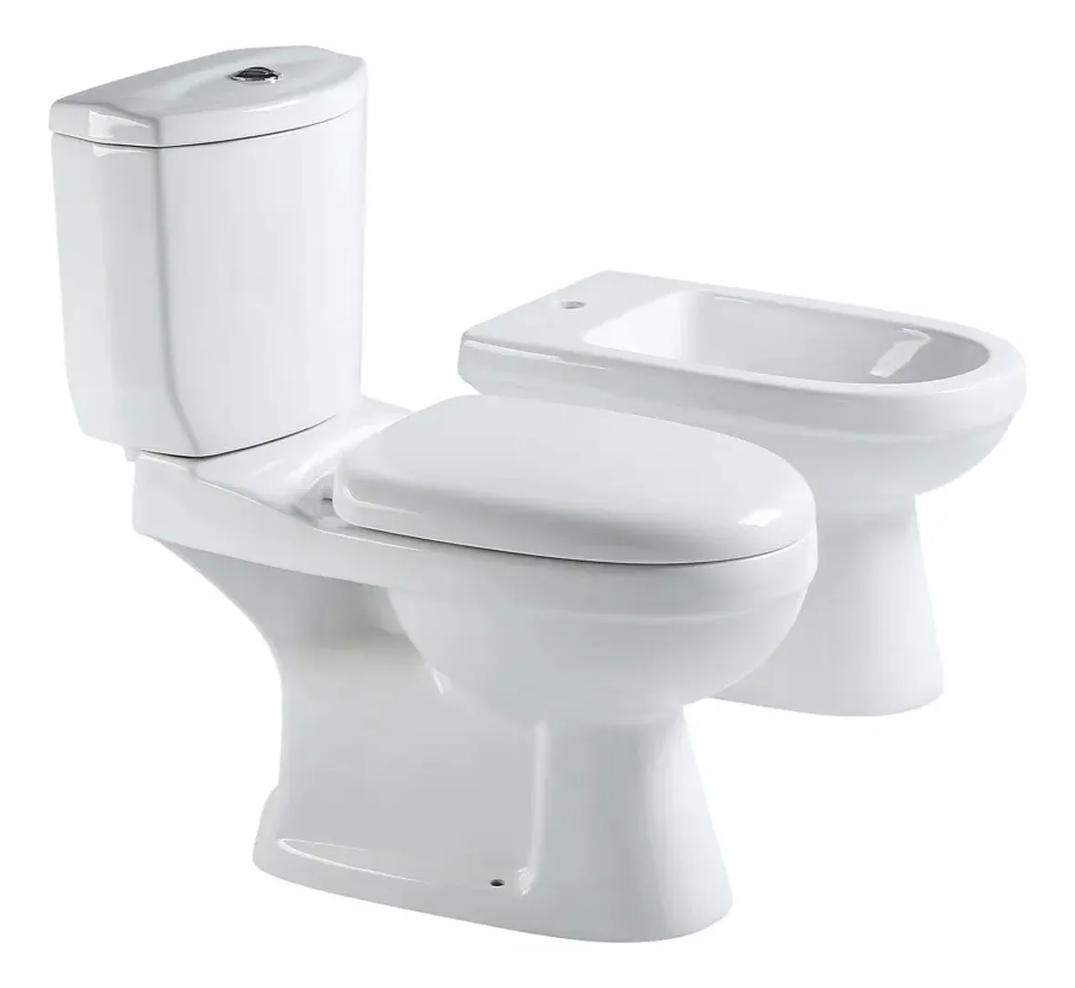 Combo Juego Inodoro Clasico Tapa Cierre Suave Deposito Bidet