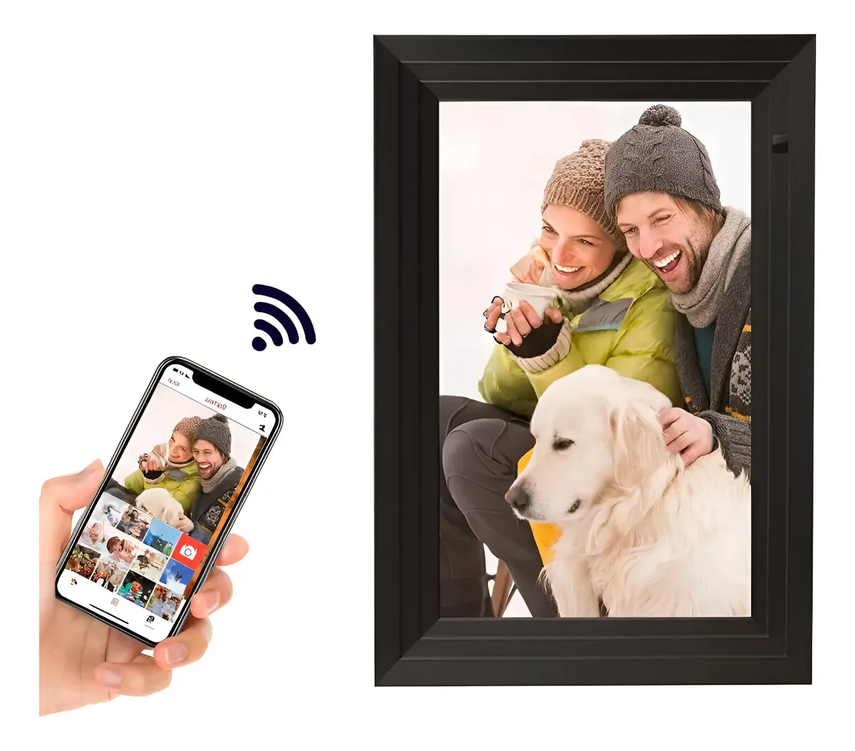 Portarretrato Digital Wifi 10.1 Hd Táctil Con Sonido Y App Negro