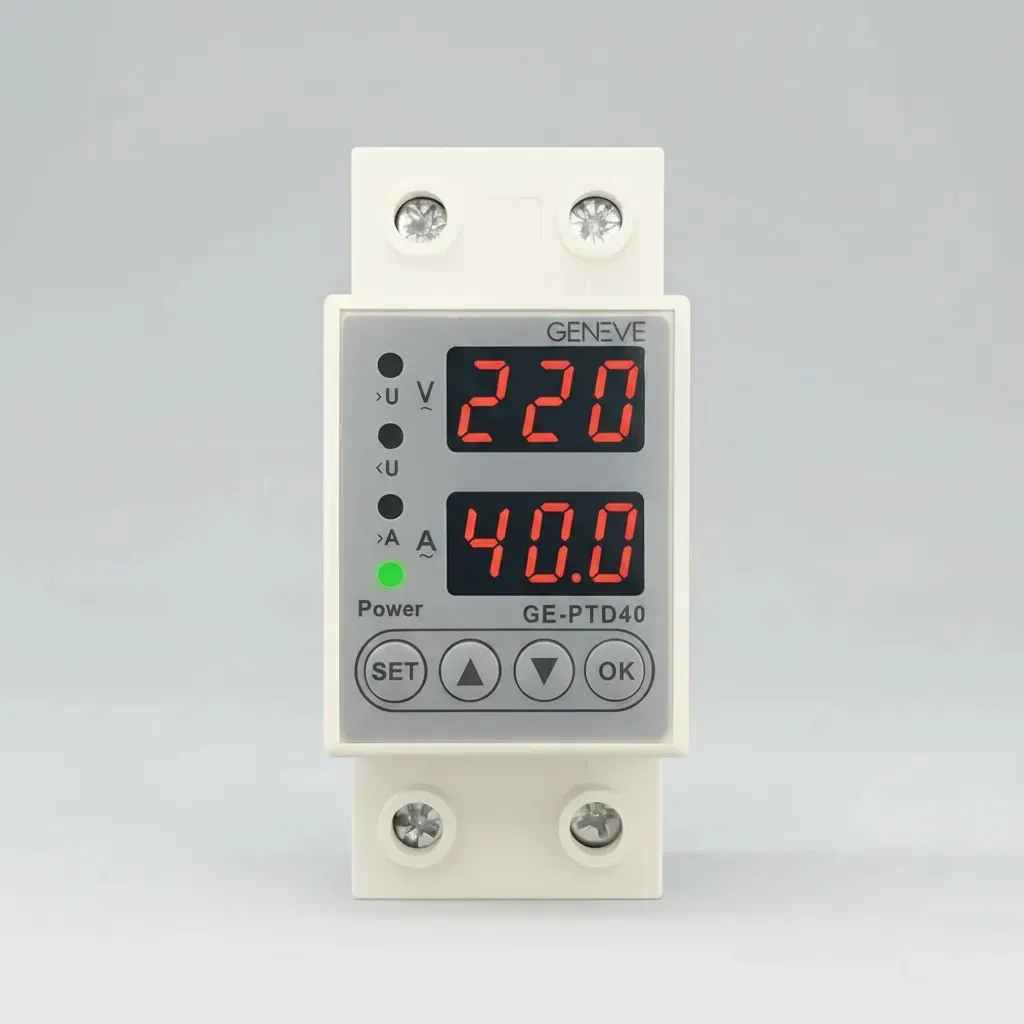 Protector Tension Digital Geneve Riel Din 40 Amp Monofasico