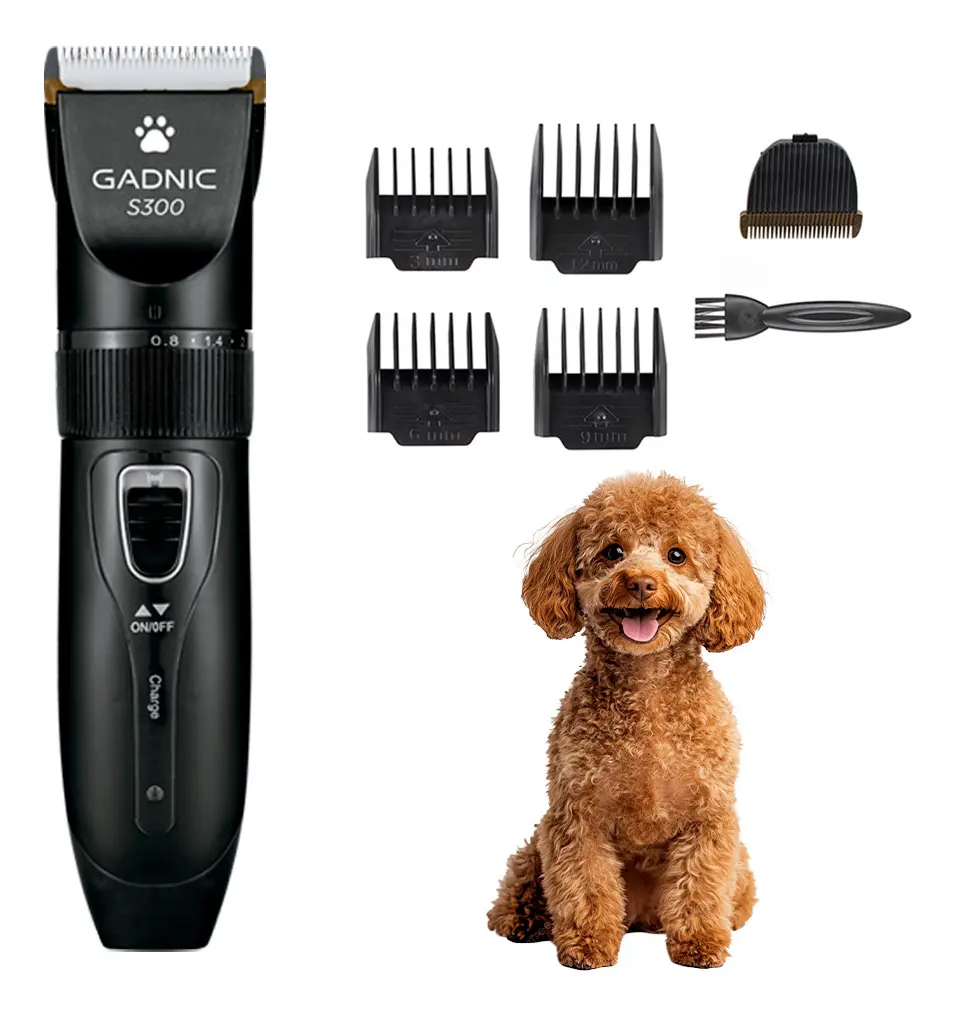 Cortadora De Pelo Para Perros Gadnic S300 Recargable 5W Bateria 1200mAh Cuchilla Regulable 0.8 A 2mm 4 Peines 3 A 12mm