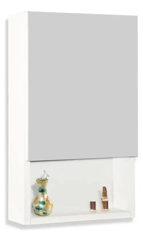 BOTIQUÍN DE BAÑO TRENTO AMUBE 30x50 CM | Espejo y Repisa | Melamina Blanca