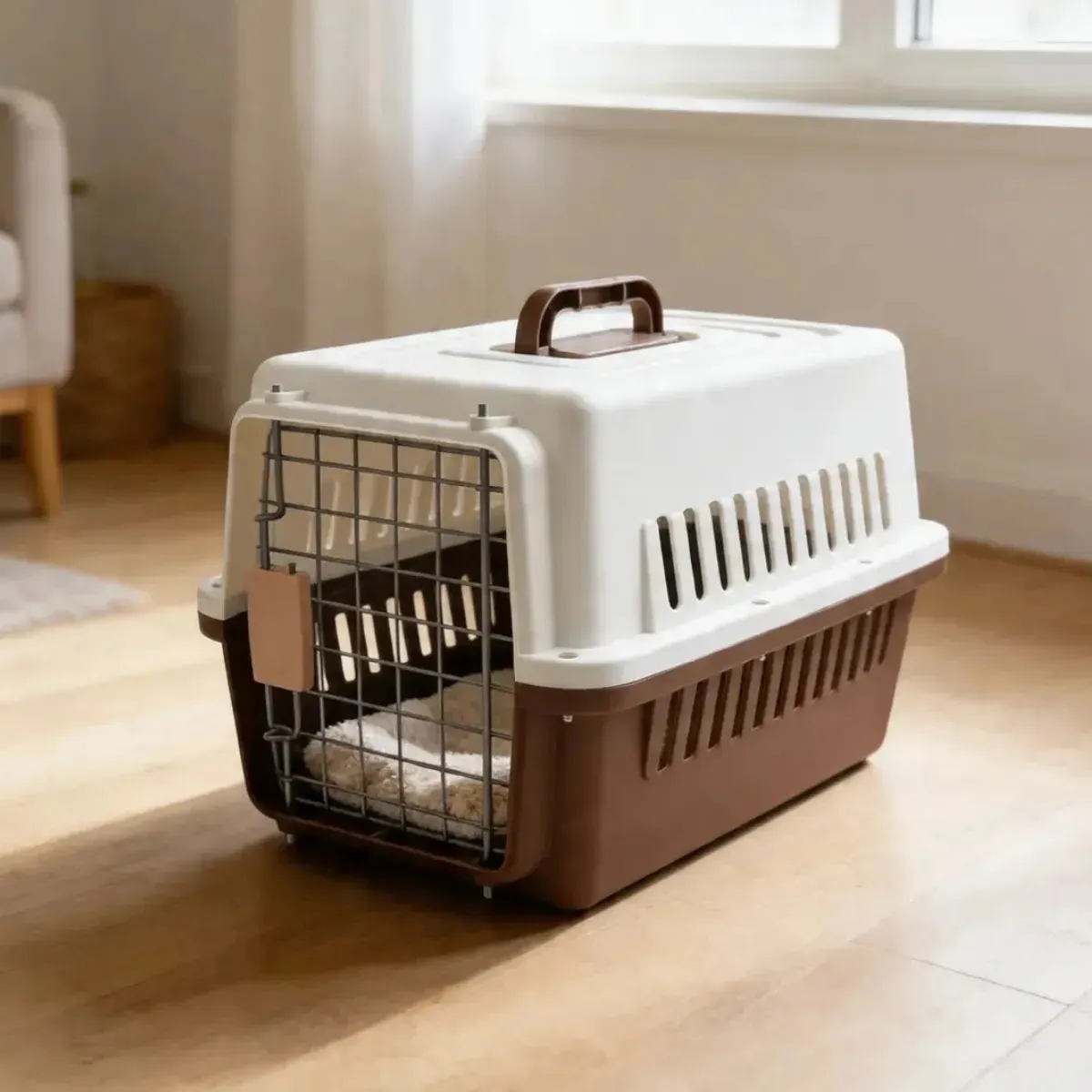 Maleta Transportadora Mediana Rígida Para Perros Gatos Conejo Canil Plástico Resistente Con Reja Metálica Ventilada Seguridad Viajes Veterinaria Cómoda Liviana Mascotas Pequeñas Transporte Seguro