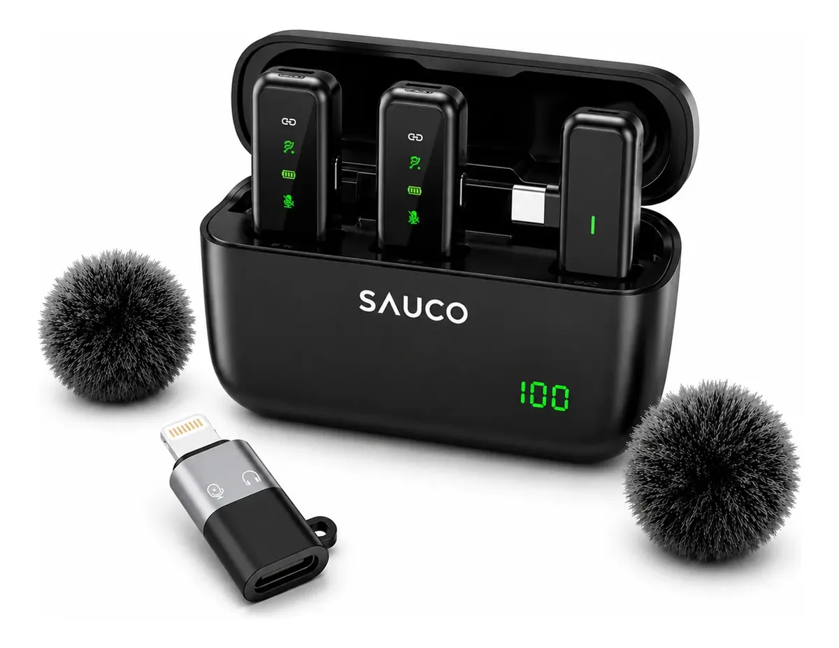 Micrófono Inalámbrico Corbatero Celular Usb C iPhone Android Negro