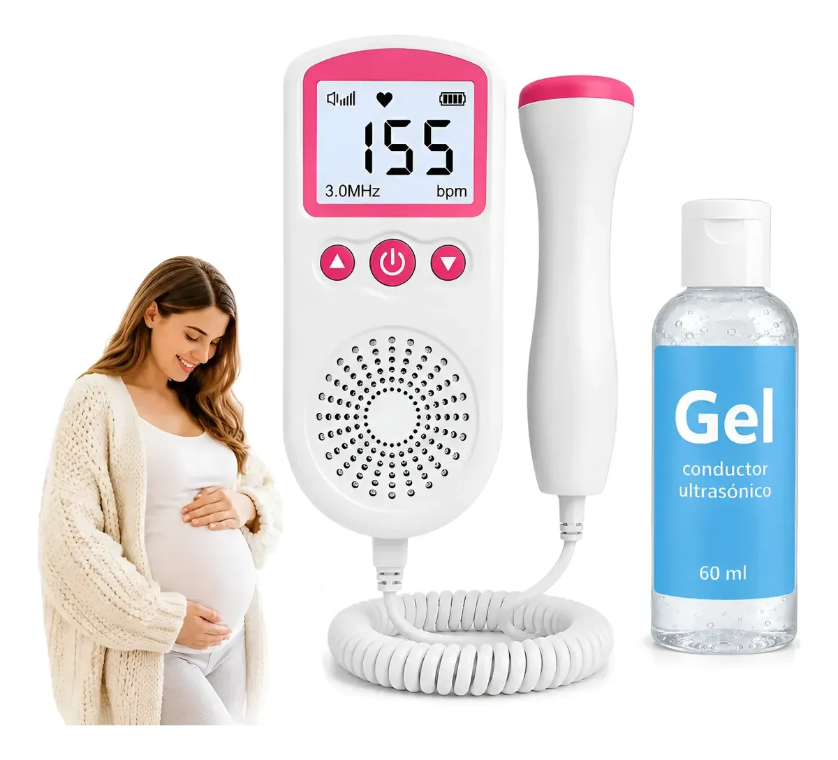 Detector Latidos Corazón Bebé Eco Doppler Fetal Bebe + Gel Doppler Mas Gel