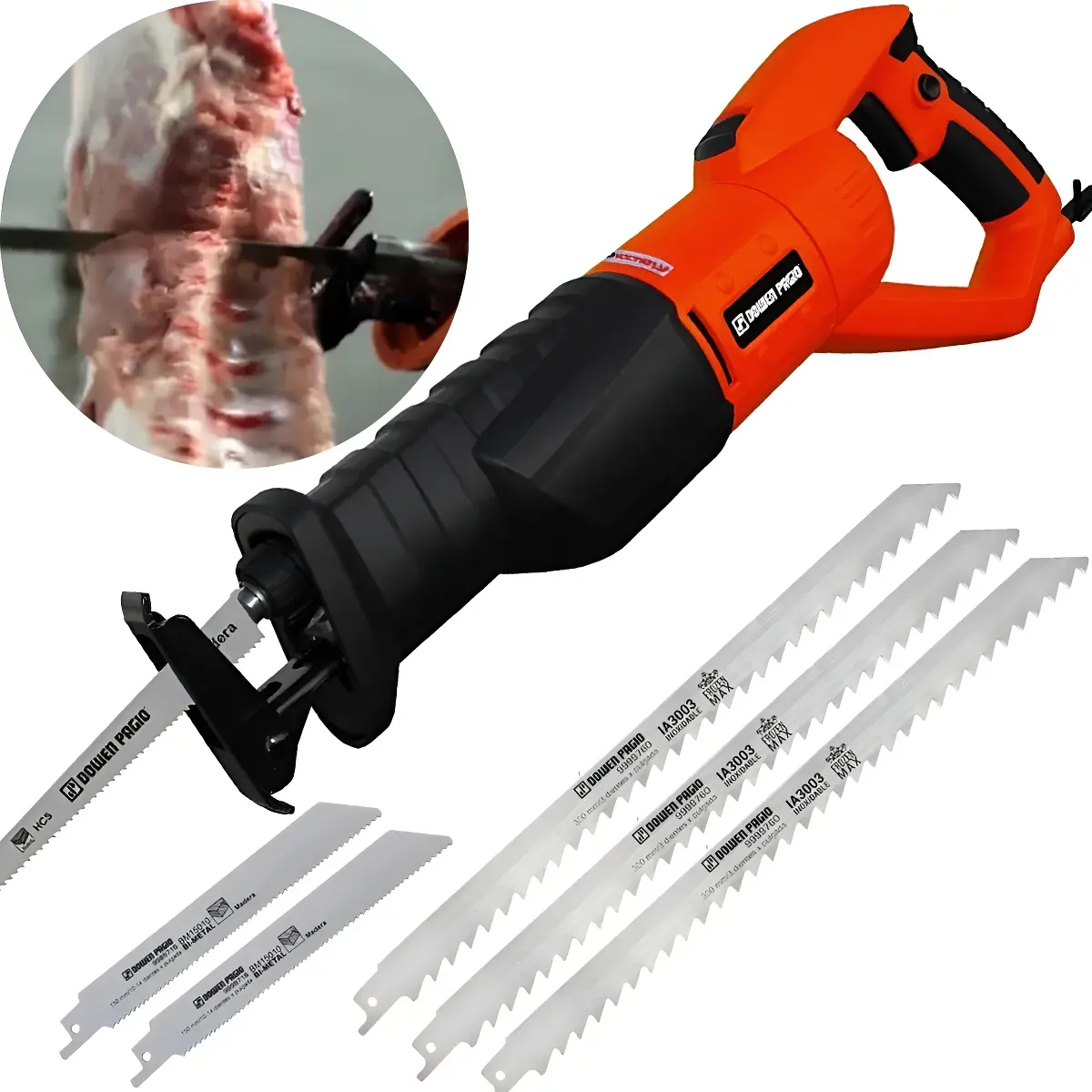 Sierra Sable Electrica Carne Hueso 950w + Hojas Congelados