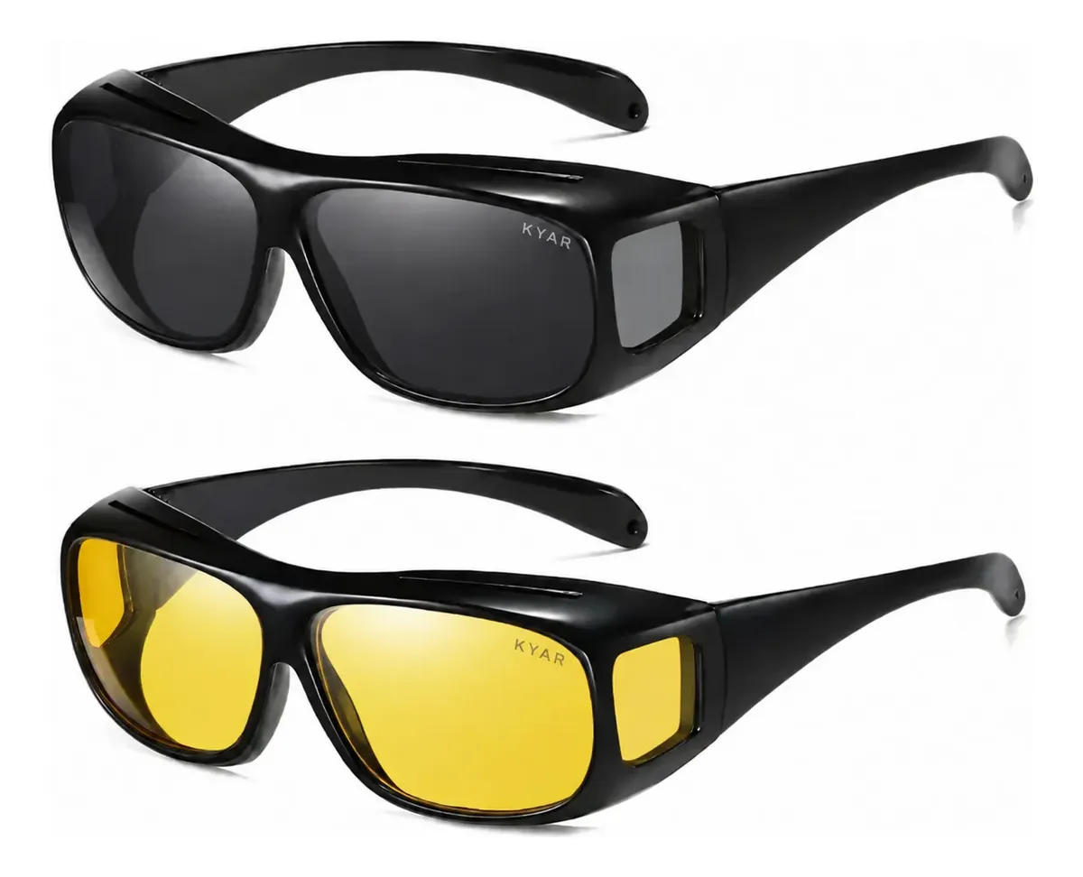 Lentes Visión Nocturna Hd Anteojos Anti Encandilamiento X2 Amarillo Y Negro Negro