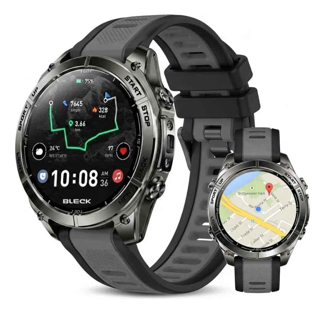 Smartwatch Bleck Halo Gps Mapas Offline Sumergible Hombre Negro Doble Malla