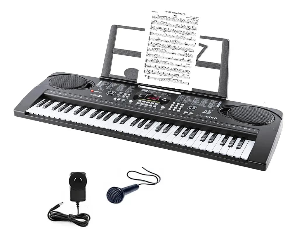 Teclado Musical Órgano Gadnic 61 Teclas 200 Ritmos Funciones Digitales Altavoces Integrados + 1 Micrófono