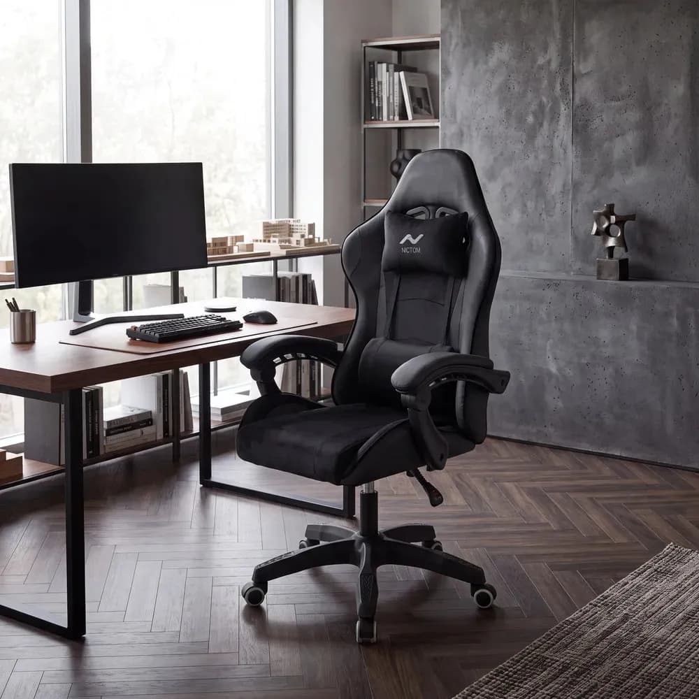 Silla Gamer Ergonomica Pc Reclinable Oficina Nictom Negro De Pana