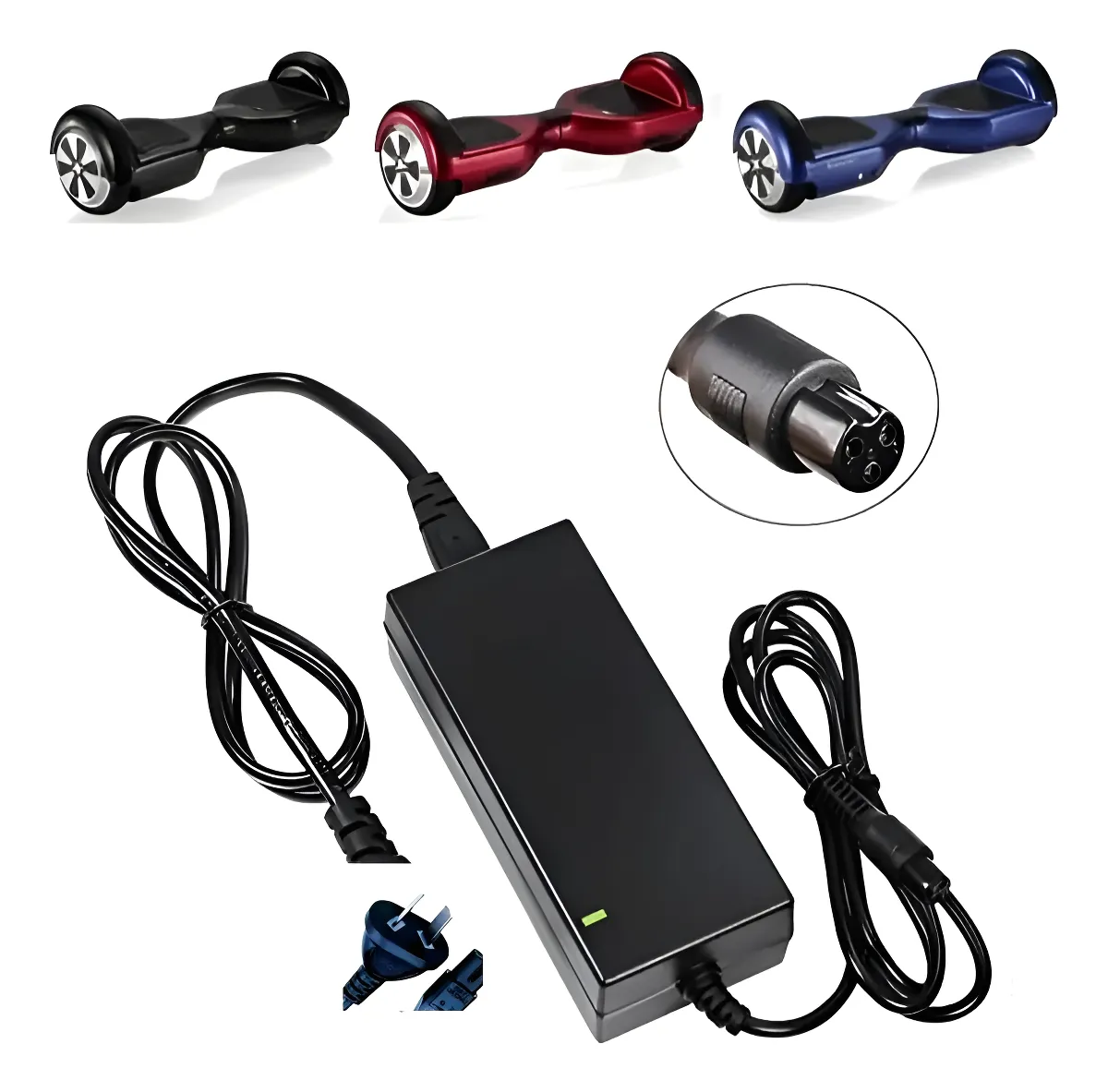 Cargador Universal 42v 2a Hoverboard Enchufe Patas Oblicuas