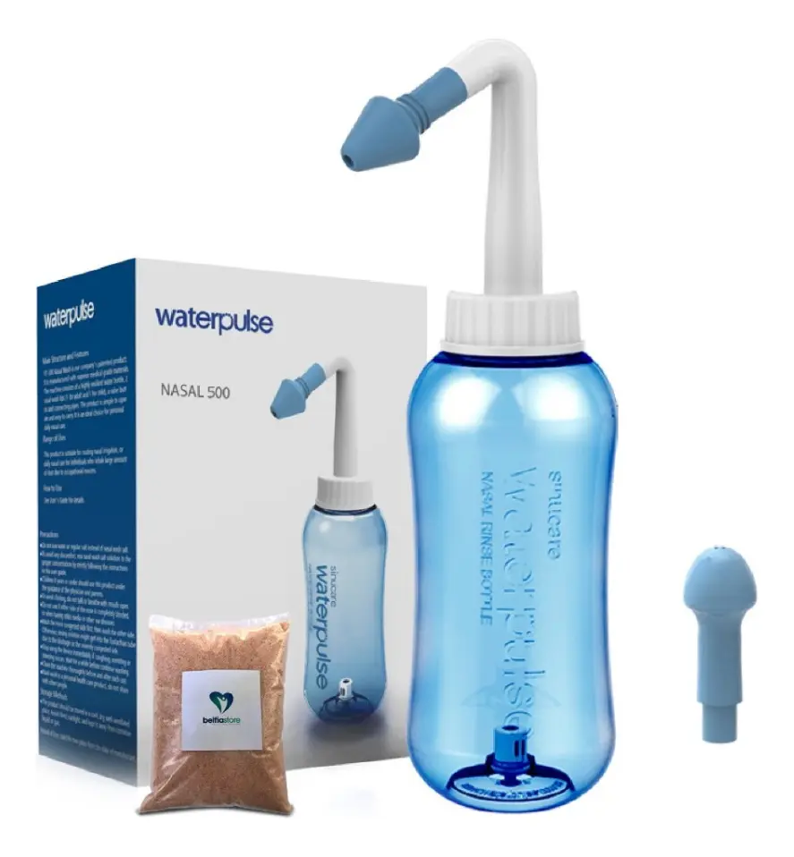 Irrigador Nasal Belfia 500ml Lota Neti Pot 2 Picos Regulador De Presión Lavado E Higiene Nasal Para Rinitis Sinusitis Alergias