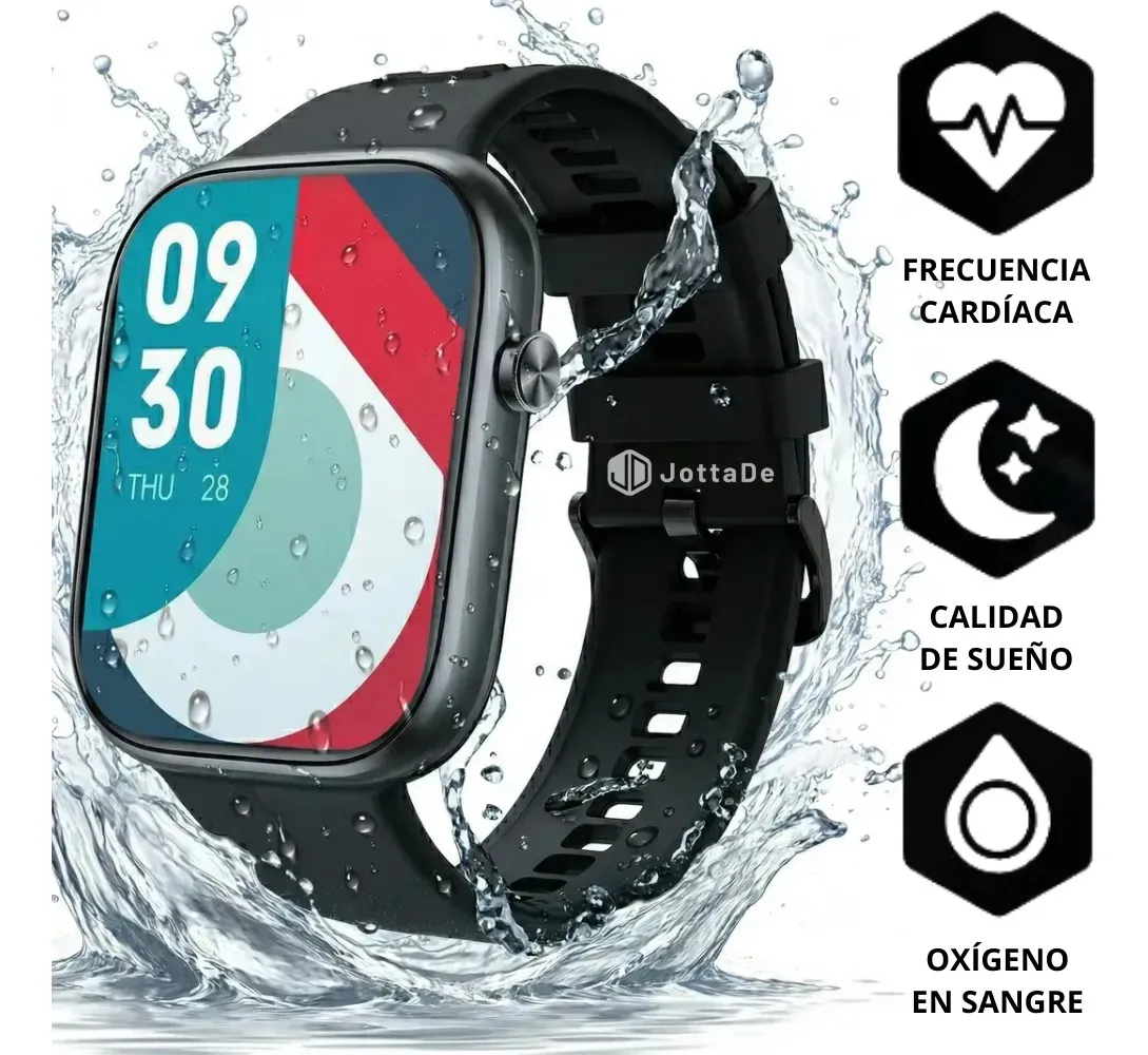 Smartwatch Jd Venecia Sport Bluetooth Llamadas Pantalla 1.96" Táctil Malla Color Negro Resistente Al Agua Ip68