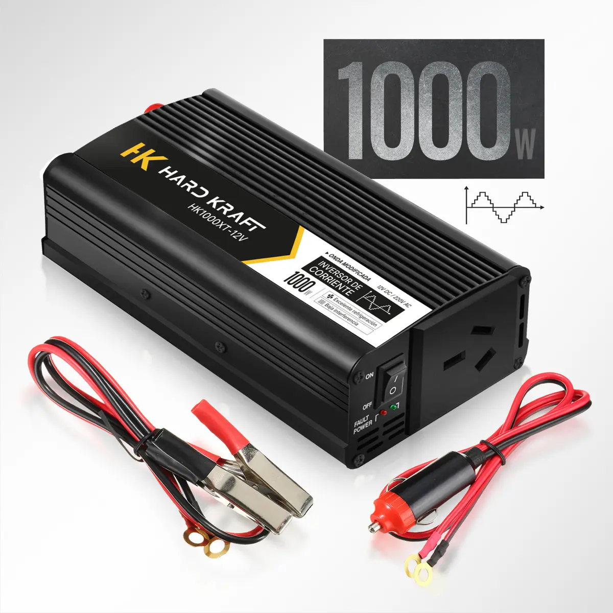 Inversor De Corriente 12v a 220v 1000w Onda Modificada Hard Kraft Conversor Power Inverter Starlink Auto Motorhome Camping