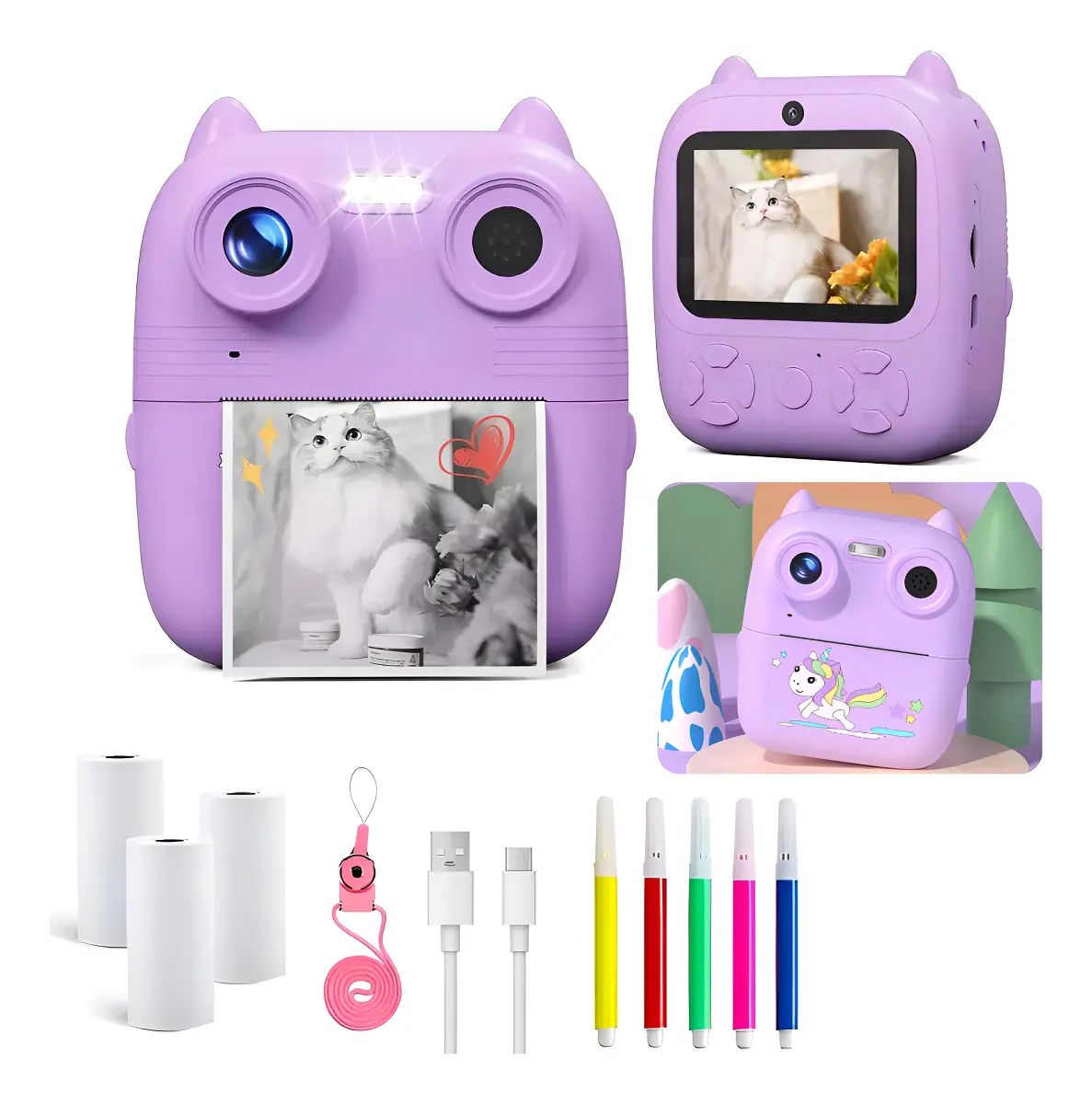 Cámara Instantánea Gamer24HS D8S con Impresora Térmica para Niños