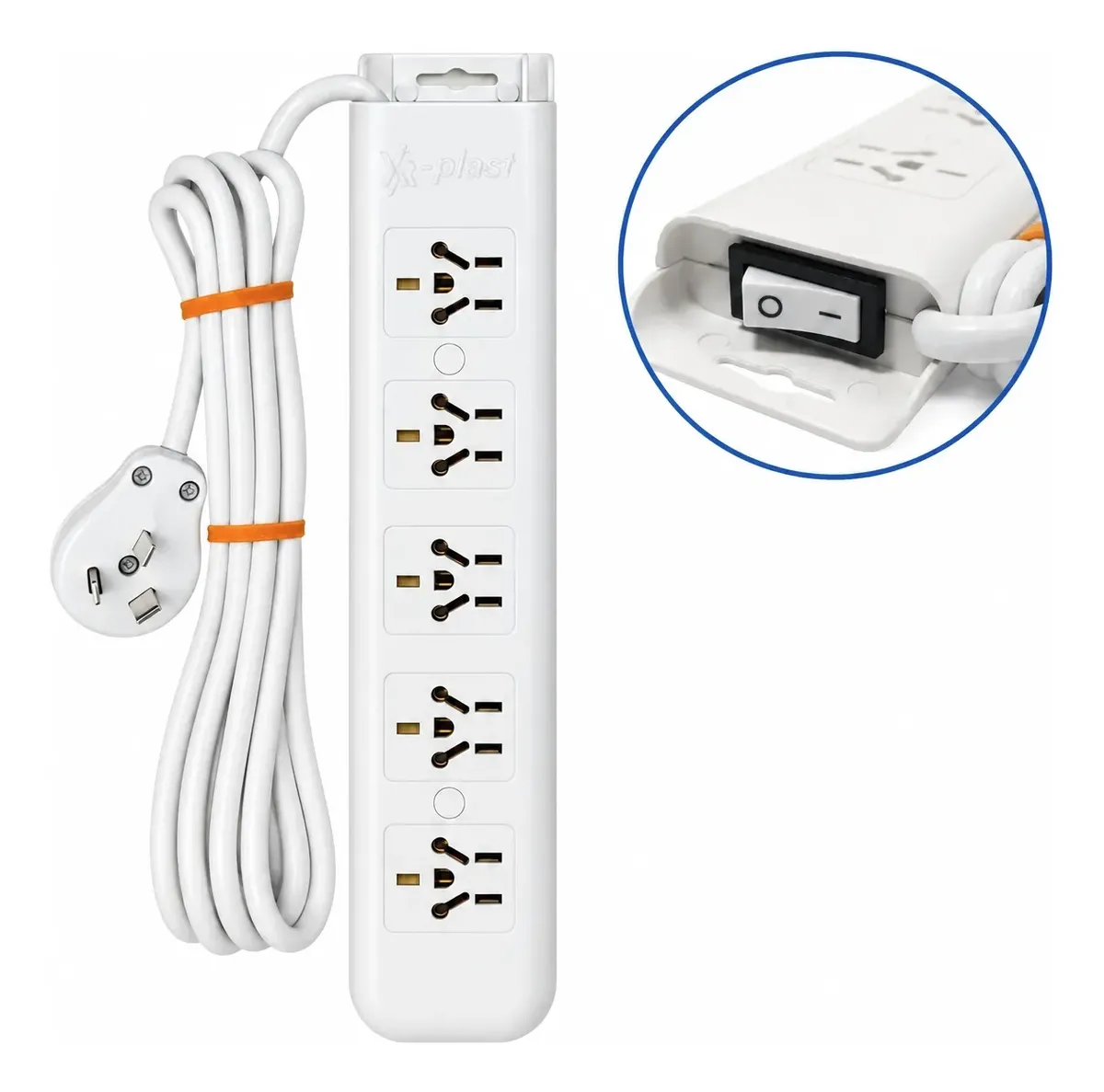 Prolongador Zapatilla Multinorma 5 Tomas 3 Mts Con Tecla Blanco