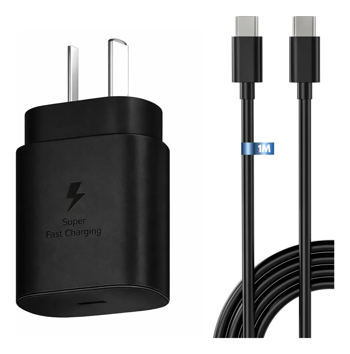 Cargador Rápido Usb-c Para Samsung 25w A54 A55 A56 A14 A15 Negro