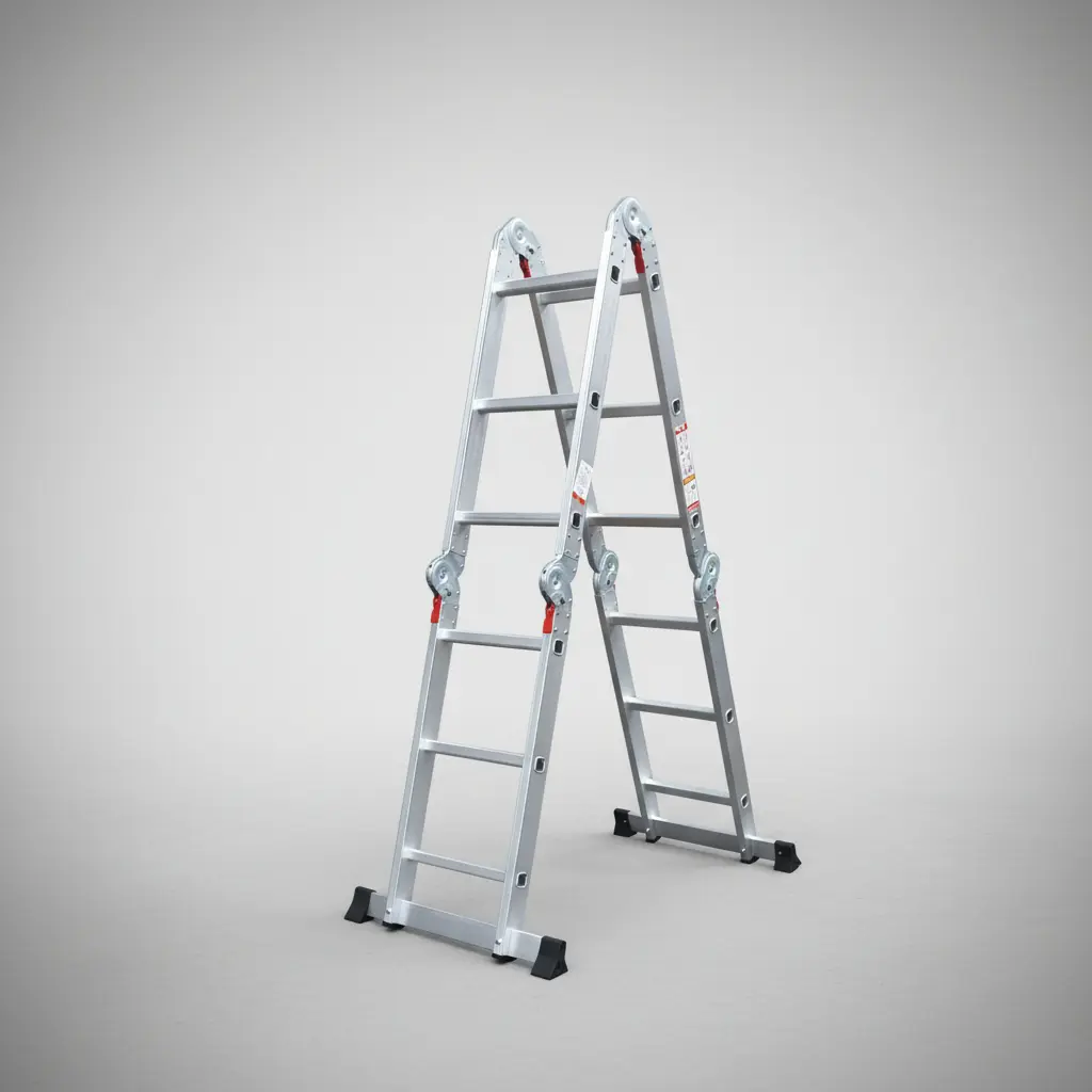 Escalera De Aluminio Articulada 12 Escalones Alpina - C Color Plateado
