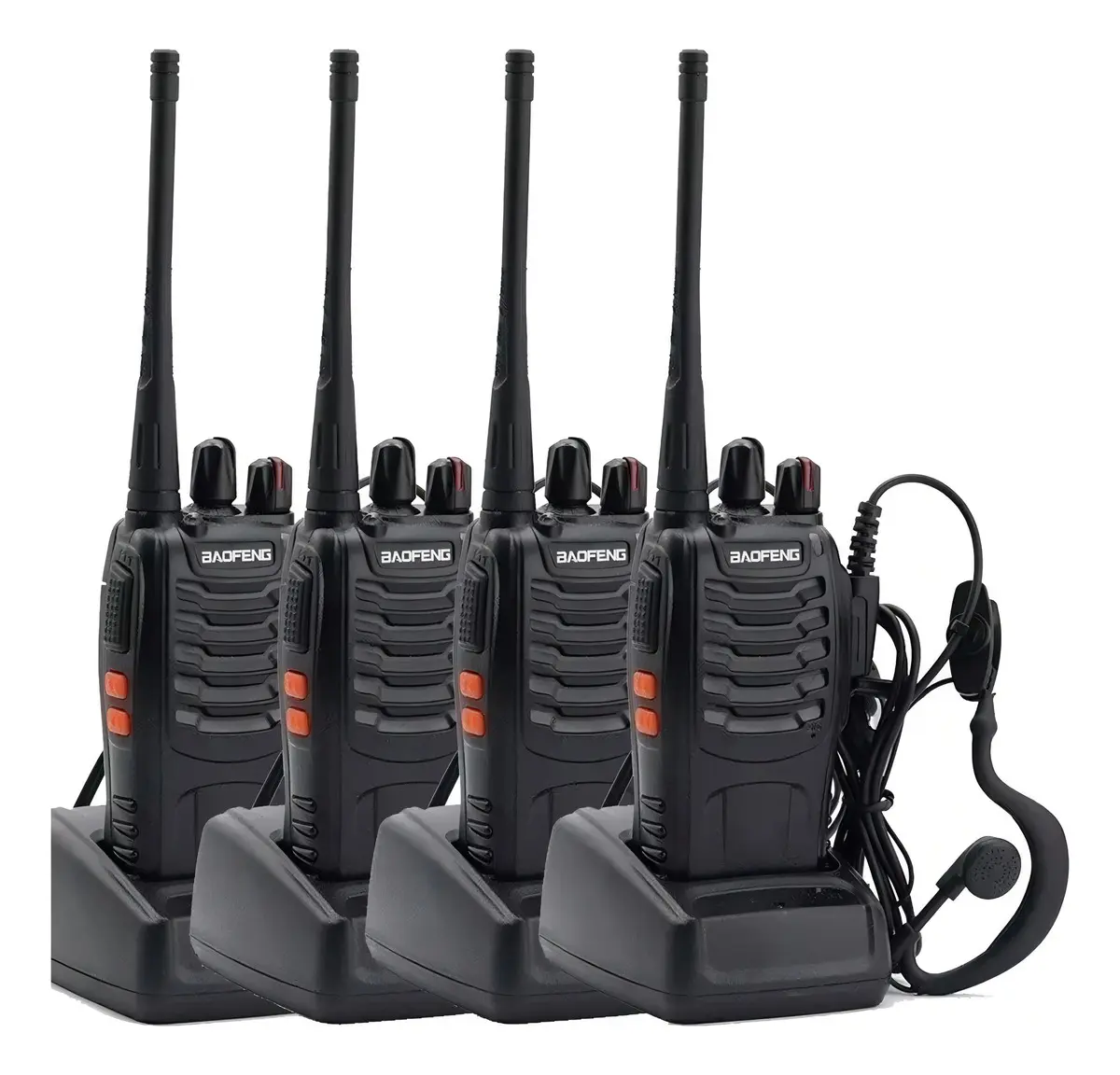 Kit X 4 Handies Baofeng Unibanda BF-888S 16ch Uhf Negro