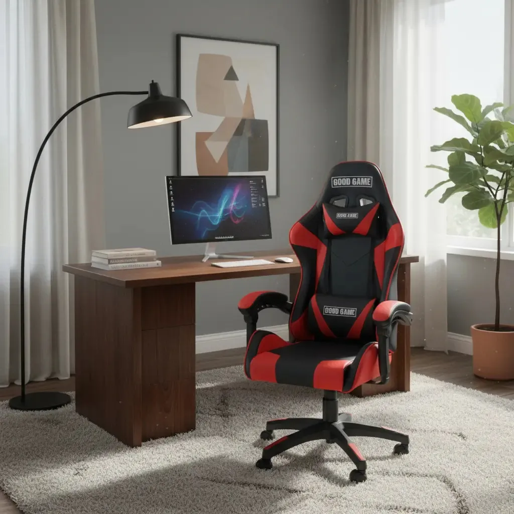 Sillon Silla Gamer Oficina Good Game Gg-06 Color Rojo Material del tapizado Cuero sintético