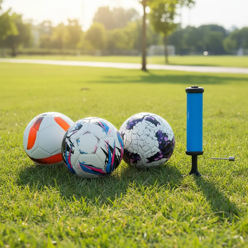 Combo 3 Pelotas De Futbol N°5 + Inflador Basico Con Pico Aleatorio