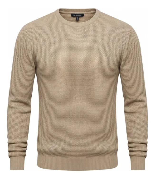 Sweater Waffle De Hombre Buzo Cuello Redondo Media Estacion