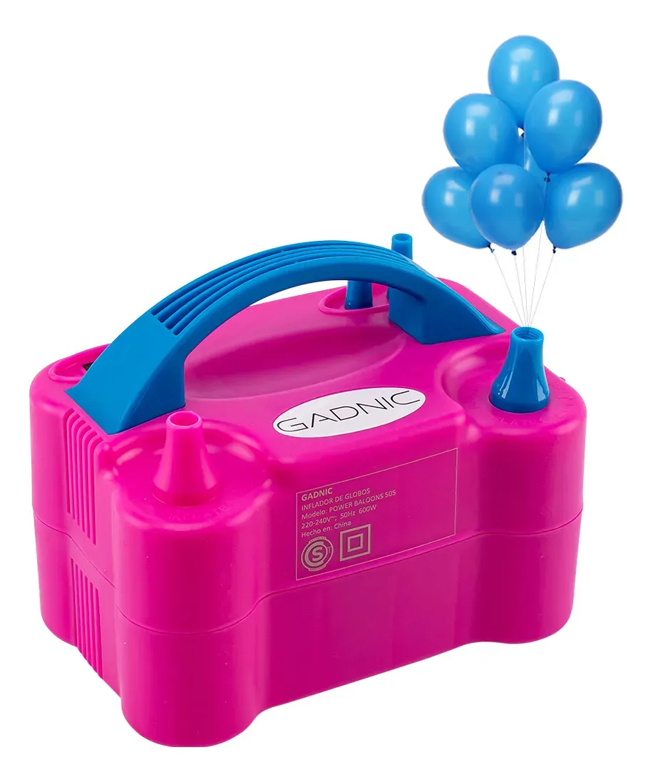 Inflador de Globos Gadnic Eléctrico 600W Doble Pico Automatico Adaptadores Para Decoracion